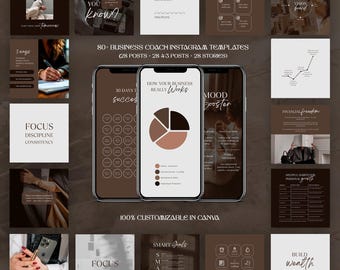 Modelli Canva per Business Coach / Pacchetto Instagram moderno e neutro / Kit di branding modificabile