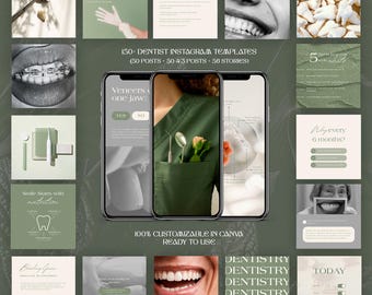 Pacchetto di modelli Instagram per studi dentistici / Pacchetto di contenuti per cliniche dentistiche / Kit per social media dedicati alla cura orale