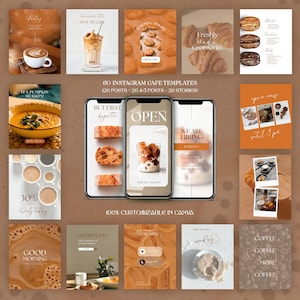 Coffee Shop Instagram Templates: Café Social Media (Canva, Digital Download)