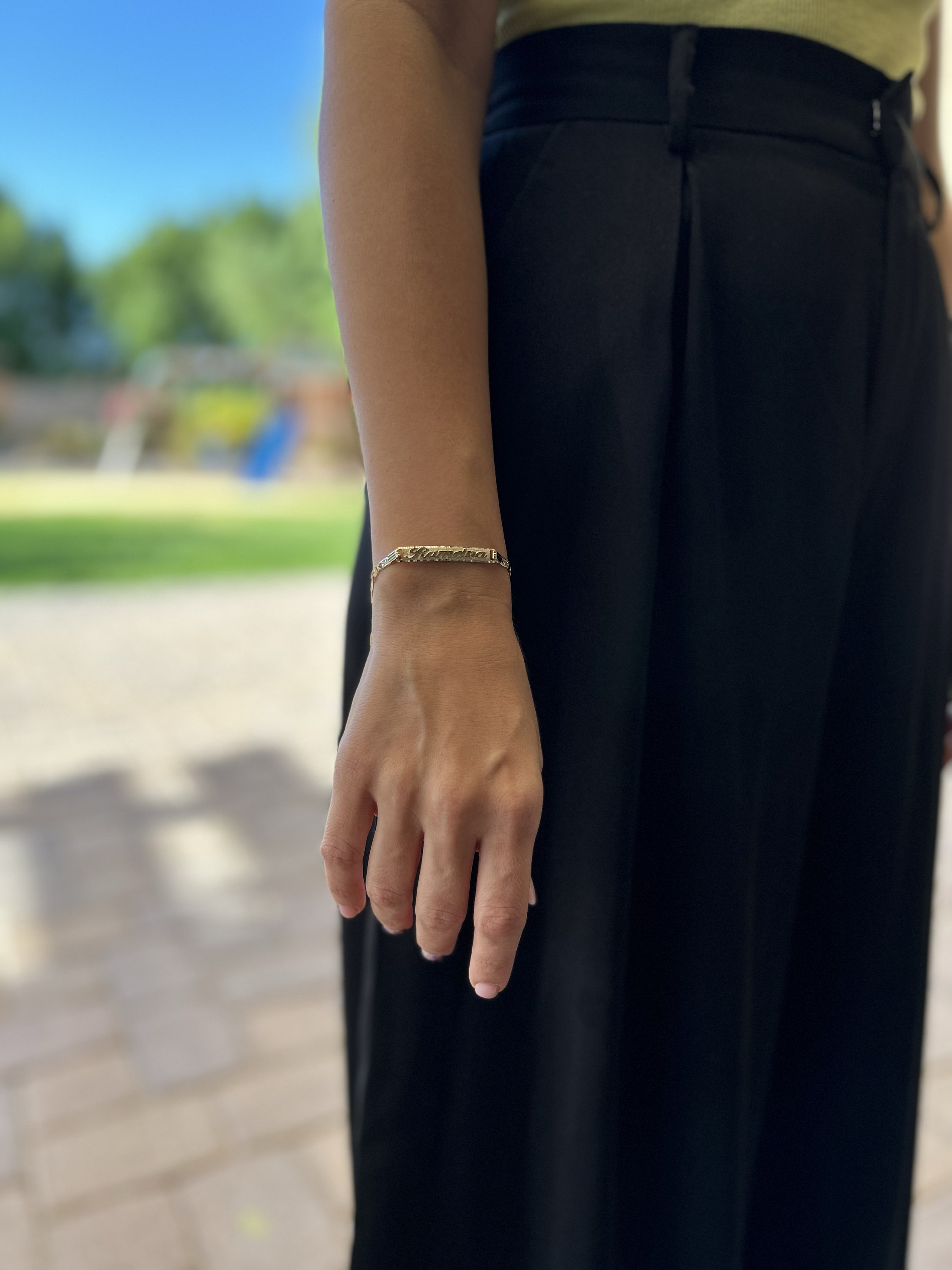 14k Trigold Women's Valentino Link ID Bracelet With Gold
