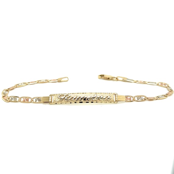 ブレスレット VALENTINO BRACELET (6W2J0Y71LTD QYL) 14k Trigold Women's Valentino Link ID Bracelet With Gold