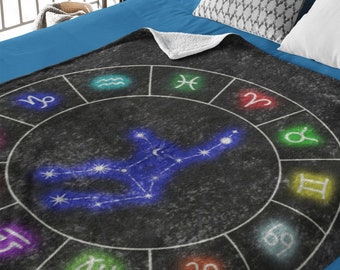 Zodiac Constellation Crushed Velvet Blanket