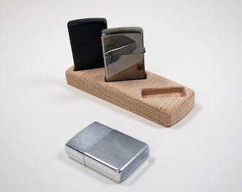 Oak Hardwood Display Stand for Zippo Lighter Collection