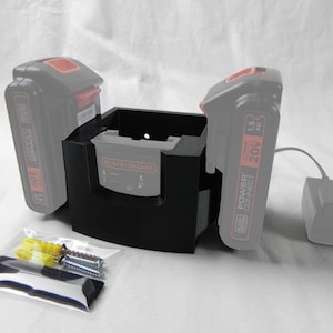 Wall Mount Battery and Charger Organizing Bracket for Black & Decker 20V LCS1620