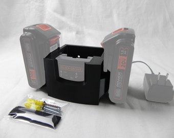 Wall Mount Battery and Charger Organizing Bracket for Black & Decker 20V LCS1620