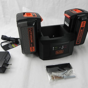 Wall Mount Battery and Charger Organizing Bracket for Black & Decker 40V LCS436