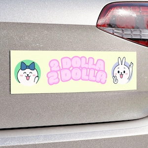 Chiikawa “2 Dolla 2 Dolla” Kawaii Vinyl Magnet | Usagi Hachiware Meme Car Bumper & Fridge Magnet | All-Weather Anime Decor