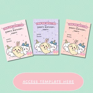3 Invitation d'anniversaire canva modifiable Modèle d'anniversaire chiikawa Invitation d'anniversaire kawaii chiikawa, carte d'anniversaire chiikawa à téléchargement immédiat
