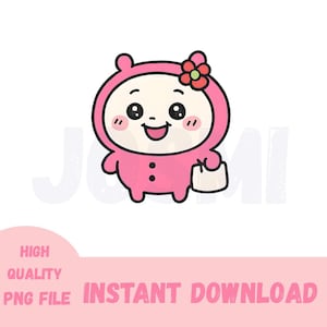 Chiikawa Kawaii Pink Character PNG | Instant Digital Download | Transparent Clipart for Stickers, Wall Art, Planner & Scrapbooking