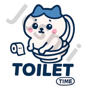 Digital Kawaii Chiikawa Hachiware Toilet Time PNG Cute Chiikawa Wall Art Poster Decor, Anime Illustration, Kawaii Gift Print SVG Usagi