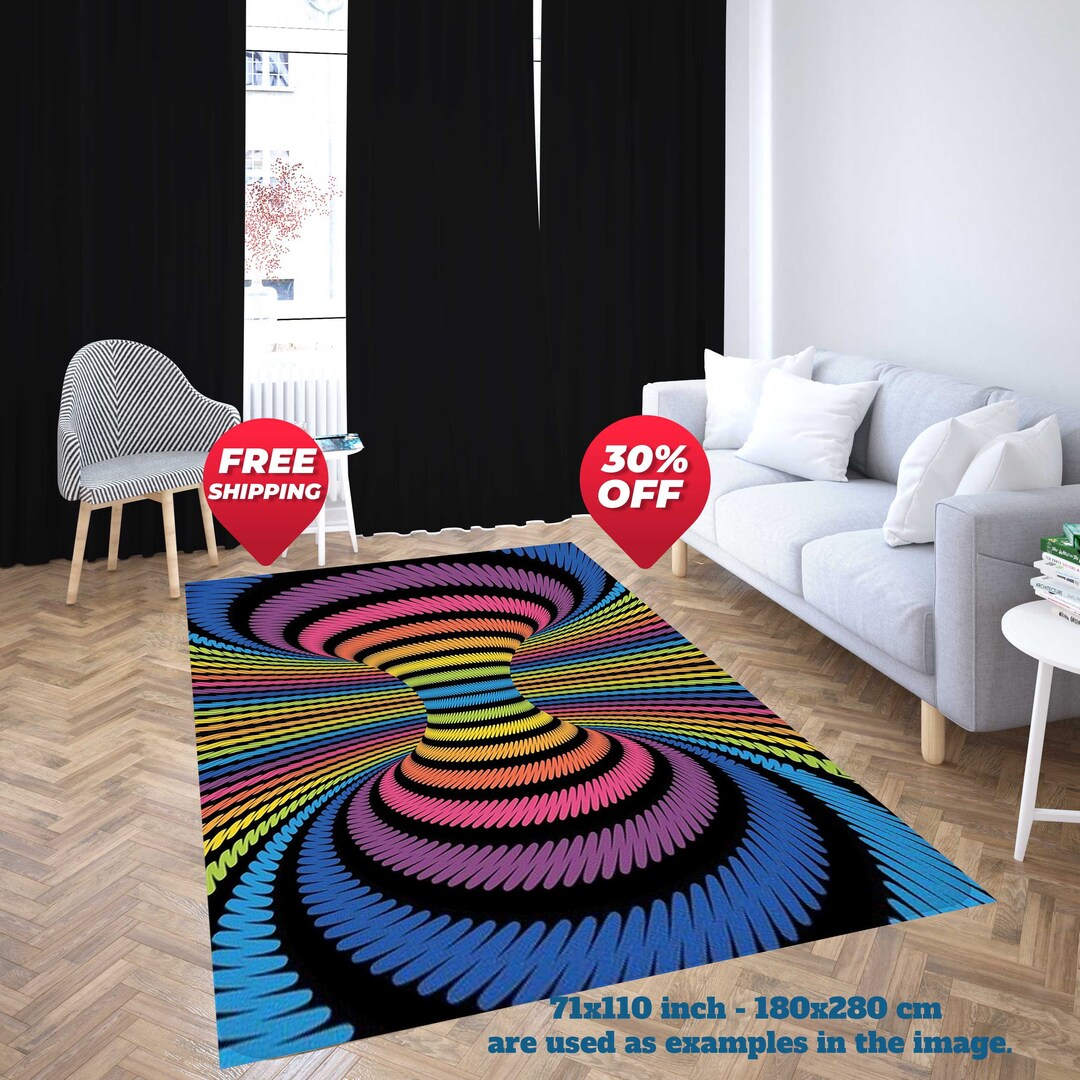 Optical Illusion Rug, Living Room Rug, Vortex Rug, Fan Rug, Area Ruh, Mıdern Rug, Gift Rug, Non