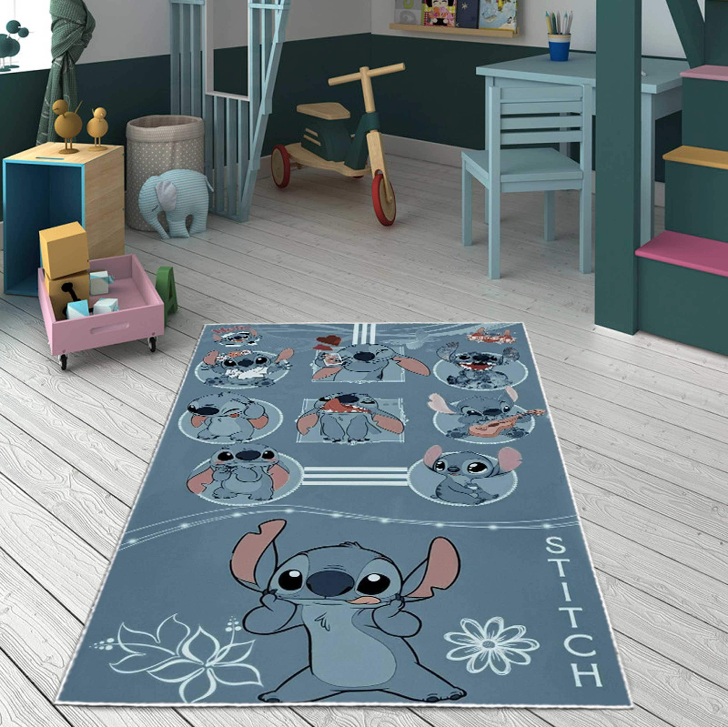 Cartoon Disney Stitch Carpet Creative Irregular Plush Lounge Rug