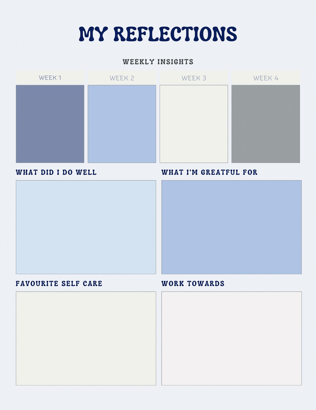 Digital Download - Self Reflection Sheet - Etsy