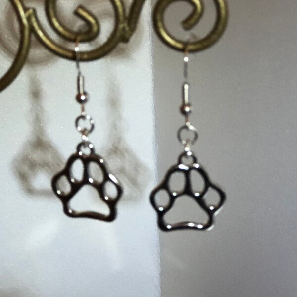 Dog Paw Print Charm Handmade Earrings, Adorable Puppy Print Earrings For Dog Lovers, Cute Earring Gift For Dog Moms, Dog Lover Jewelry Gift