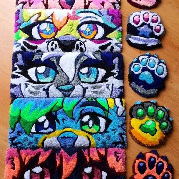 Custom Fursona Keyboard Rug Set | Handmade Tufted Wrist Rest Set