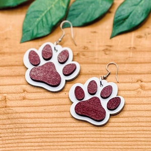 Custom Paw Print Earrings: Laser Cut Acrylic Gameday Jewelry
