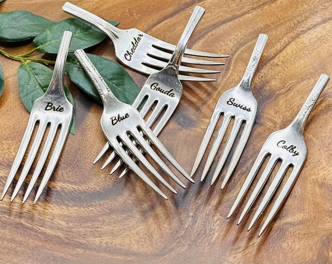 Set of 6 Cheese Markers made from Vintage Silverware