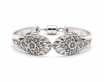 Vintage Silverware Spoon Bracelet: Handmade Jubilee Pattern Floral Jewelry