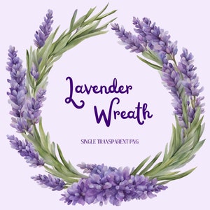 Lavender Wreath Clipart, Single Image, Floral Clip Art, Wedding Invitation Clip Art, Digital Download, transparent png, Commercial Use