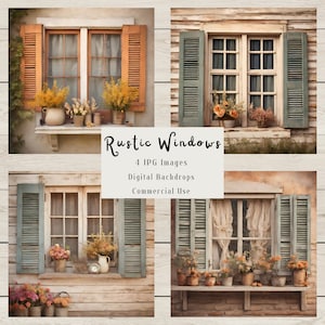 Rustic Window Digital Backdrops, Vintage Studio Backdrop, Photo Background, Digital Paper, Printable Paper, Instant Download, Commercial Use