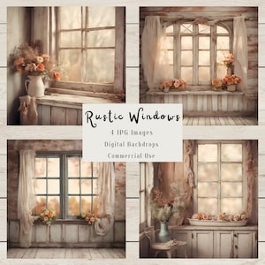 Rustic Window Digital Backdrops, Vintage Studio Backdrop, Photo Background, Digital Paper, Printable Paper, Instant Download, Commercial Use