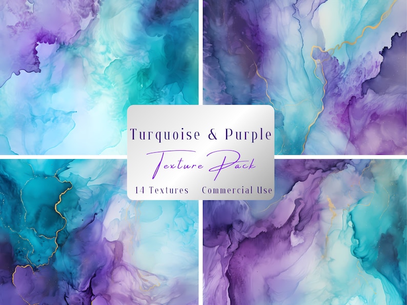 Turquoise and Purple Watercolor Texture Backgrounds, Scrapbook Paper ...