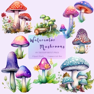 Aquarelle champignon PNG Clipart, clipart champignon vénéneux mignon, Nature forêt forêt fantastique, bébé, chambre de bébé, téléchargement numérique, usage Commercial