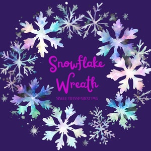 Snowflake Wreath Clipart, Single Image,  Winter Clip Art, Wedding Invitation Clip Art, Digital Download, transparent png, Commercial Use