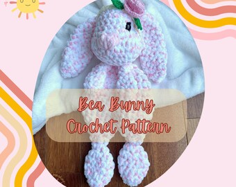 PATRÓN de ganchillo Bea Bunny / Ganchillo de costura baja / Bunny Lovey / Bunny Snuggler / Amigurumi Bunny