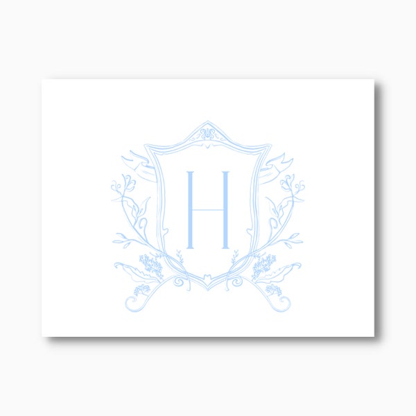 Personalized Elegant Initial Folded Stationery, Blank Inside, Envelopes Included