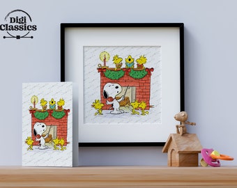 スヌーピー 保育園用アートプリント：ピーナッツ 犬のイラスト