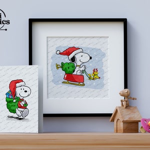 Ho,Ho,Ho!, Snoopy de Noël, Peanuts Cute Illustration, Célébration des Fêtes, Art de la carte postale, Pépinière - Art pour enfants, Clipart numérique,
