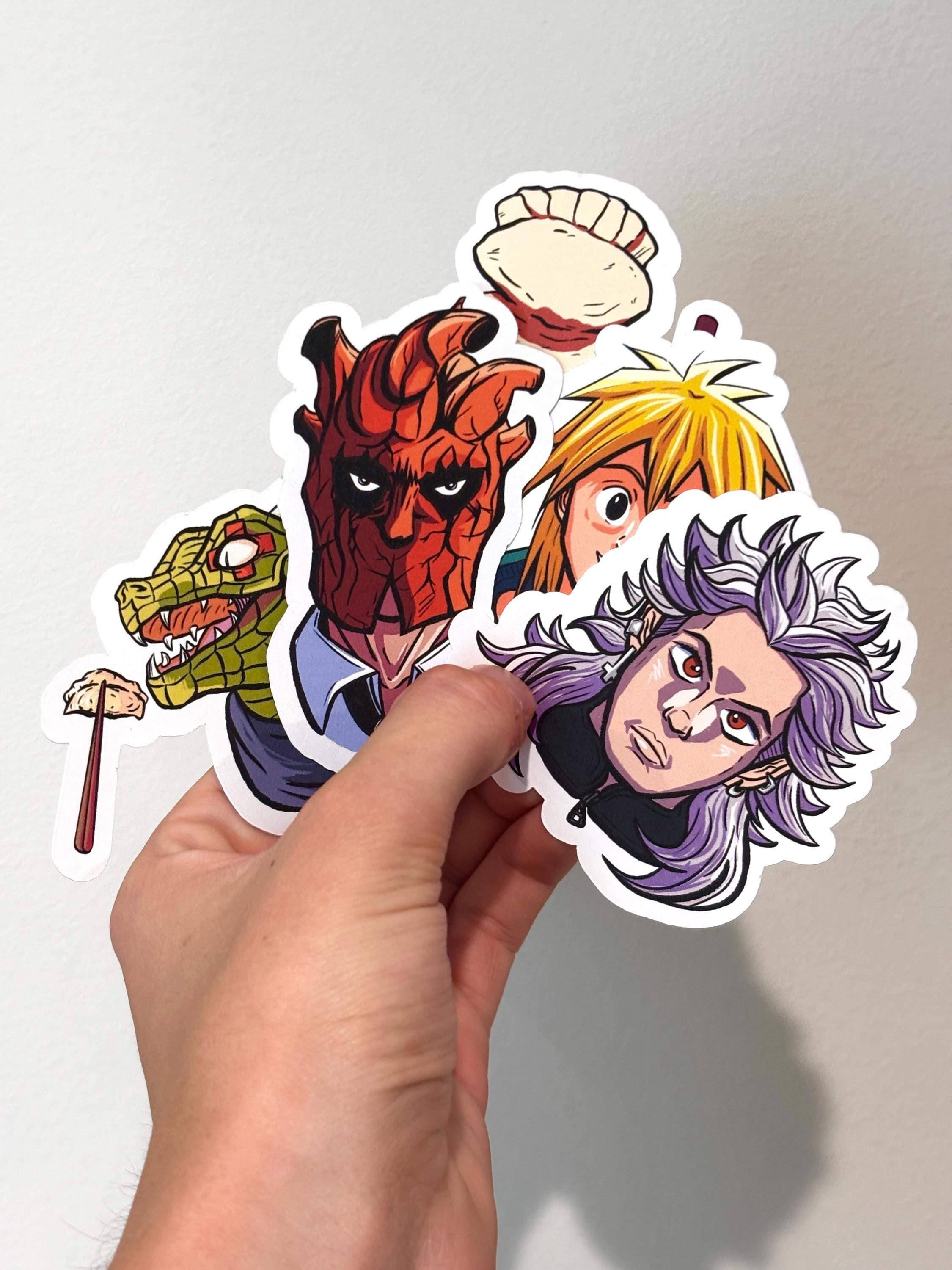 Dorohedoro Sticker Pack: Caiman, Nikaido, Shin, Noi, and the Gyoza