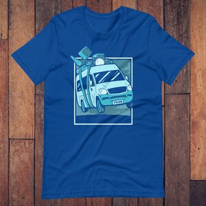 Musicians Tour Van T-Shirt – Retro Style Band Tee with Instruments, Unisex Musician Road Trip Shirt