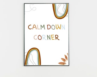 Calm Down Corner Prints | Calming Corner | Kids Posters | Kids Wall Art | Neutral Soft Boho | Playroom Art | Nursery Art Instant Download