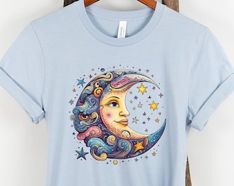 Boho Moon shirt, Retro Bella Canva shirt, Spiritual Astrology shirt, Astrology tshirt, Boho Moon tshirt, Celestial shirt, Celestial tshirt