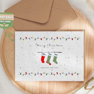 Weihnachtskarte mit Samen, Biologisch abbaubares Samenpapier, Umweltfreundliches Geschenk, Bienenfreundliches Geschenk, Öko Weihnachtskarte, Festliche Grußkarte