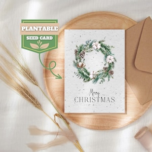 Ensemble de 4, 8 ou 12 cartes de Noël à planter, Papier biodégradable pour graines de fleurs sauvages, Respectueux de l'environnement, Fleurs respectueuses des abeilles, Carte de voeux festive