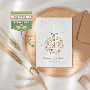 Weihnachtskarte mit Samen, Biologisch abbaubares Samenpapier, Umweltfreundliches Geschenk, Bienenfreundliches Geschenk, Öko Weihnachtskarte, Festliche Grußkarte