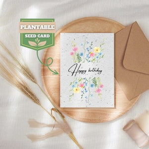 Geburtstagskarte mit Samen, Alles Gute zum Geburtstag, Biologisch abbaubares Samenpapier, Wildblume, Pflanzbares umweltfreundliches Geschenk