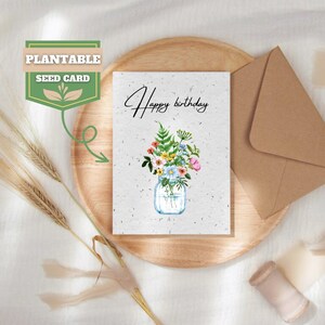 Geburtstagskarte mit Samen, Alles Gute zum Geburtstag, Biologisch abbaubares Samenpapier, Wildblume, Pflanzbares umweltfreundliches Geschenk