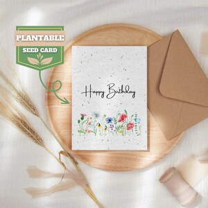 Geburtstagskarte mit Samen, Alles Gute zum Geburtstag, Biologisch abbaubares Samenpapier, Wildblume, Pflanzbares umweltfreundliches Geschenk