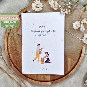 Cartão de semente plantável para o dia dos namorados, deixe o amor crescer, cartões ecológicos Nature's Wishes, cartão de amor de casal, namorada, namorado, flores silvestres