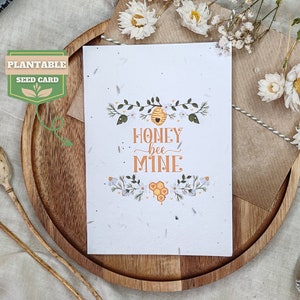 Cartão de semente plantável para o dia dos namorados, trocadilho com mina de abelhas, cartões ecológicos Nature’s Wishes, cartões de amor de flores silvestres para namorada e namorado
