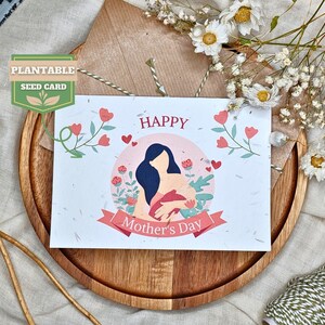 Tarjeta para el Día de la Madre que se puede plantar, tarjetas ecológicas Nature’s Wishes, papel con semillas de flores silvestres, feliz día de la madre, tarjeta para cultivar, mamá que amamanta