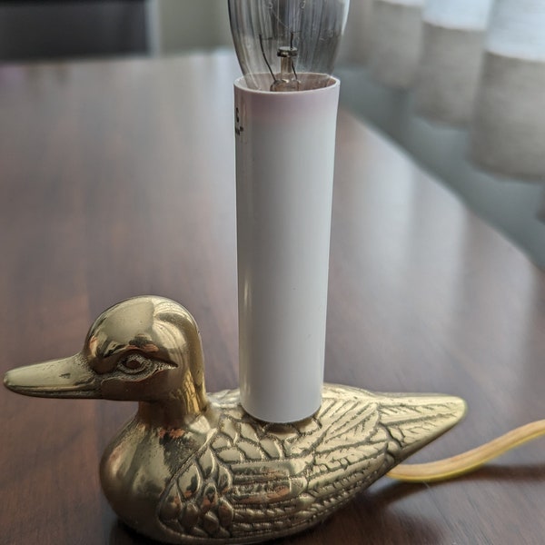 Beautiful Mid Century Small Brass Duck Candlestick Lamp