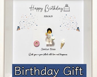 Best Birthday Gift, Custom Lego Figurine Wall Art, Personalized birthday Lego Décor, Minifigure Frame, gifts for him her, gifts for dad mom