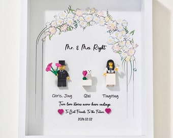 Portrait de mariage * Cadre personnalisé pour figurines (2-6 figurines), meilleur cadeau, cadeau Saint-Valentin, cadeau de mariage, cadeau pour lui, cadeau pour elle