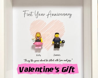 Best Valentine's Day Gift, Create your own personalised Lego minifigure 3D Frame, best gift, Anniversary Gift, gifts for him, gifts for her