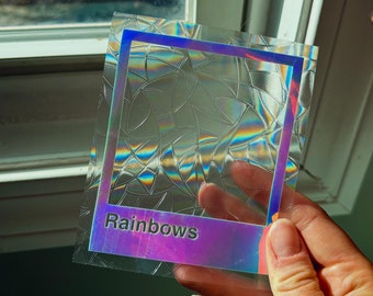 Rainbow Polaroid Window Cling Sun Catcher: Handcrafted Colorful Radiance